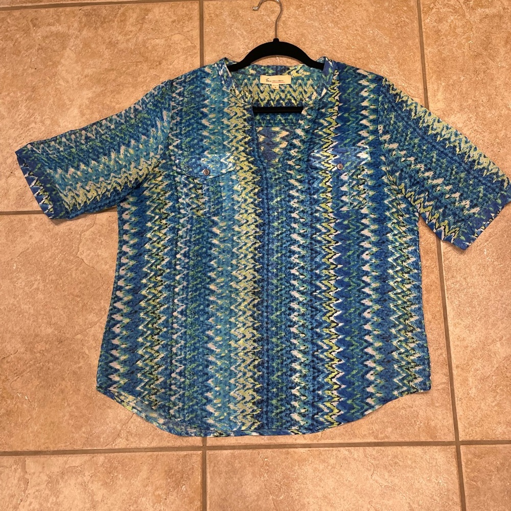 Vince Camuto Zig Zag Print Top